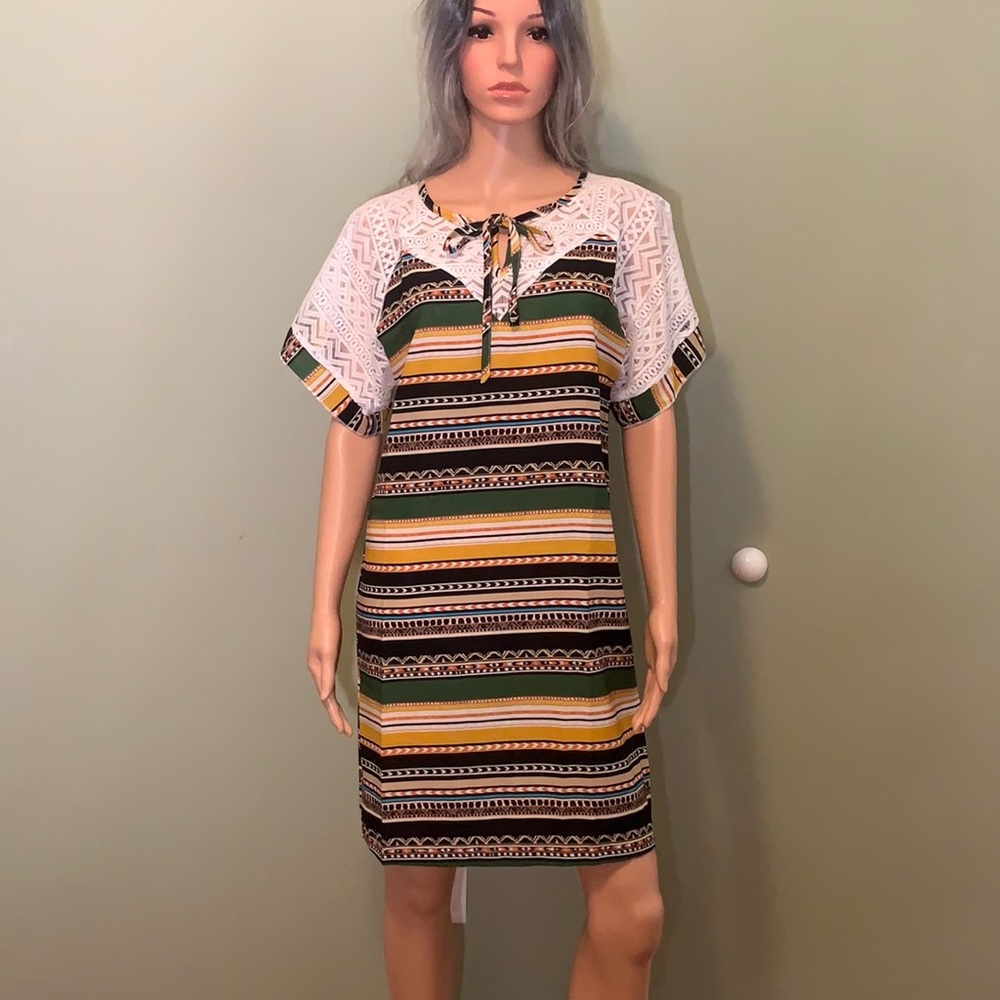 3/$15 NWT Summer dress with lace sleeves, S